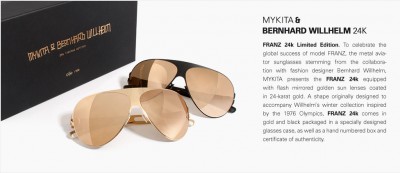 Mykita & Bernhard Willhelm Franz golden sunglasses limited edition.
